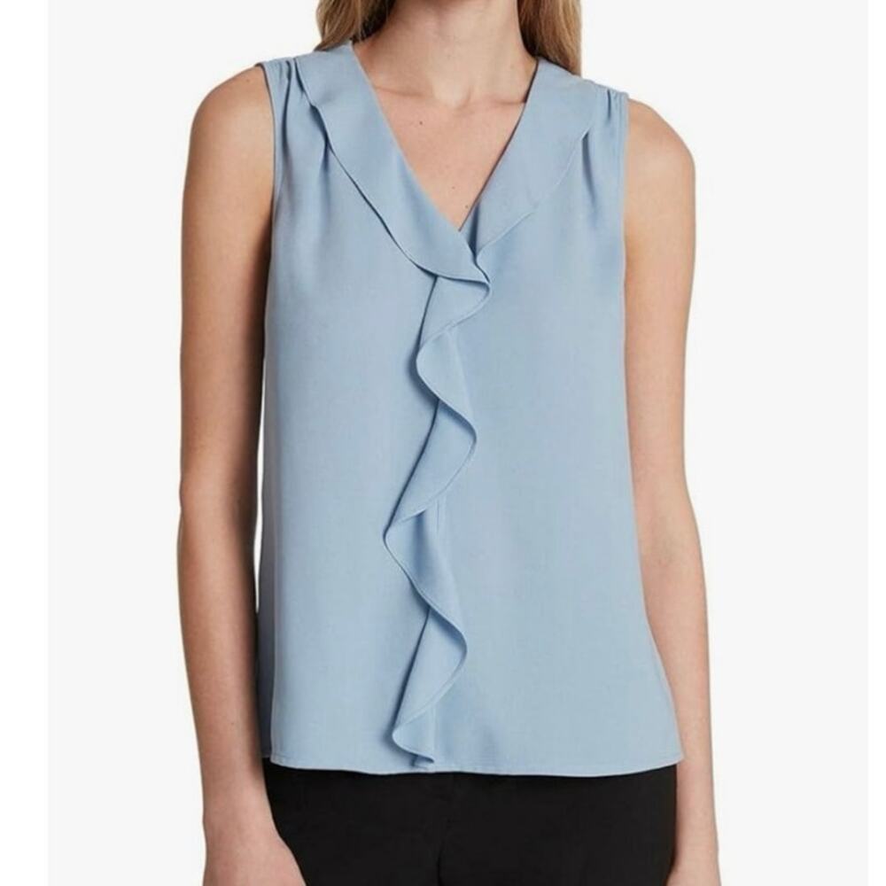 Tahari ASL Women's Baby Blue Sleeveless Blouse Size XL - Picture 2 of 7